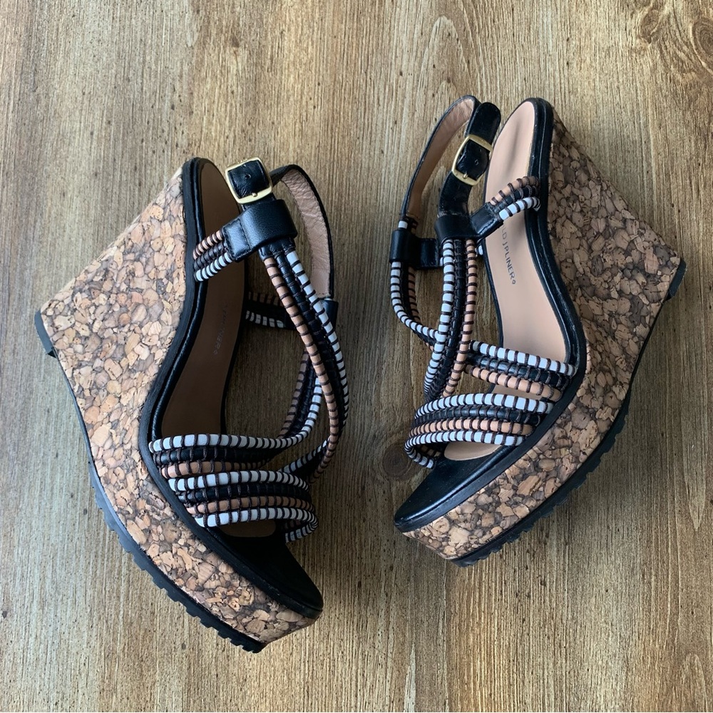 Lisa For Donald J Pliner KALINO Cork Wedge Platform Leather Sandals Women Size 8